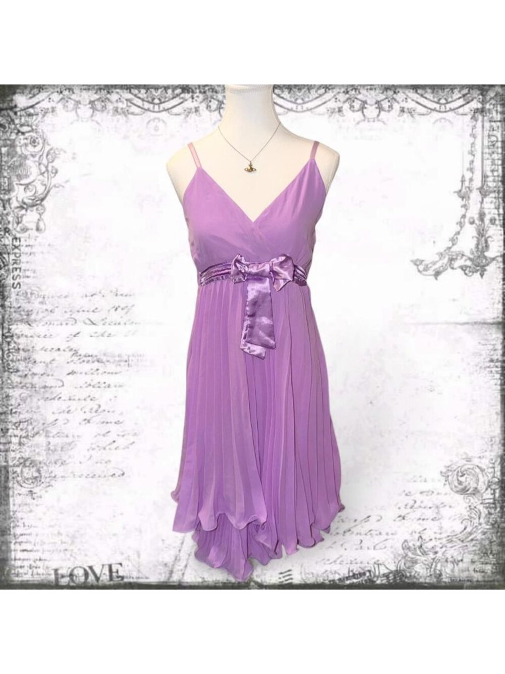 Lilac Chiffon Pleated Party Dress Satin Bow Y2K Fairy Prom Cocktail Mini Dress